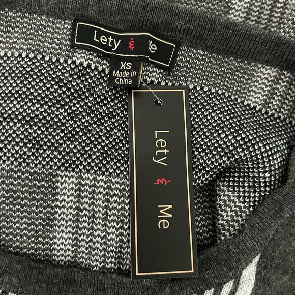 Lety & Me Women's Geometric Boat Neck Gray Pullover Sweater XS New - Picture 6 of 7